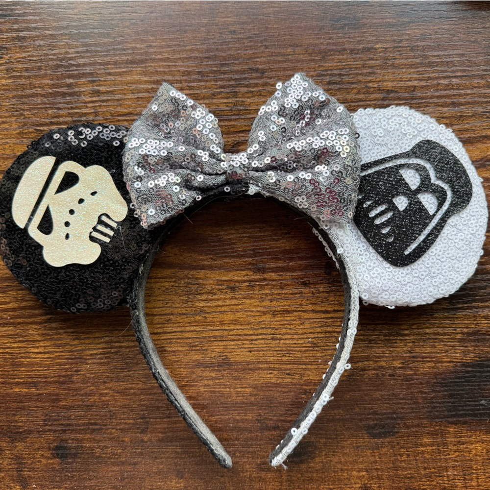 Sequined Star Wars Stormtrooper & Darth Vader Mickey ear headband Disneybound